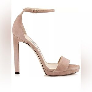 JIMMY CHOO Misty 120 Sue Ballet Link Suede Open Toe Platform Stiletto EU…